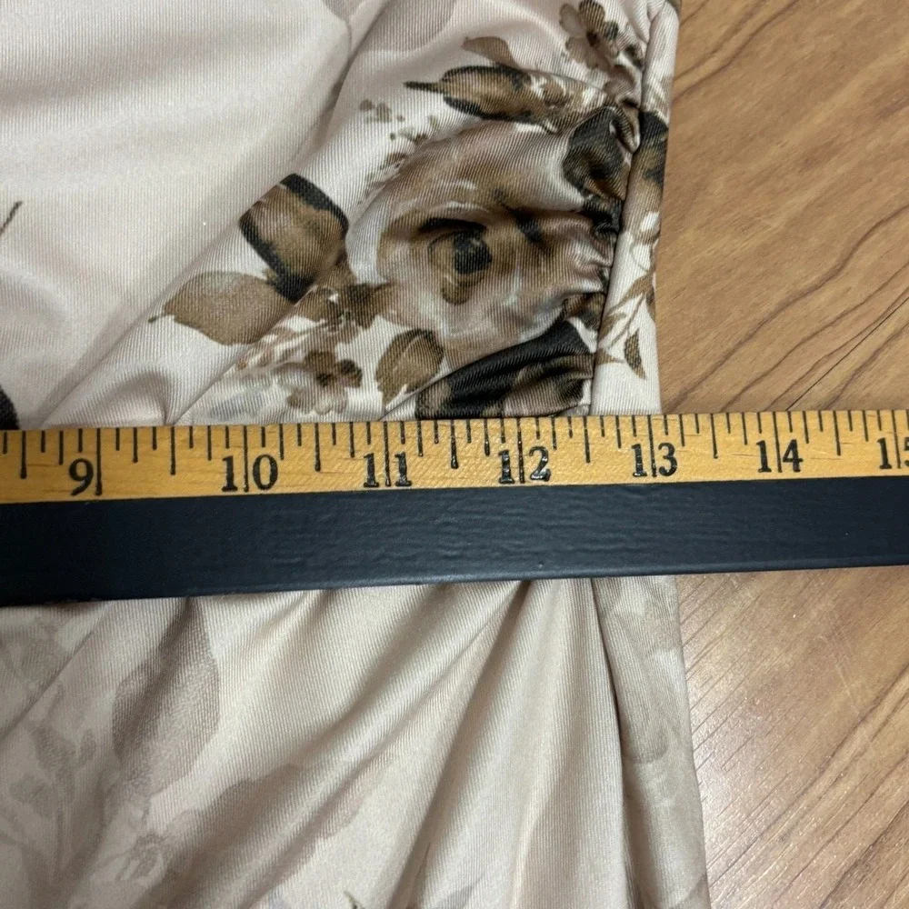 Beige Floral Satin Maxi Long Slip Dress Y2K Vtg-look Evening Glam Romantic Sz 6 - Picture 8 of 8